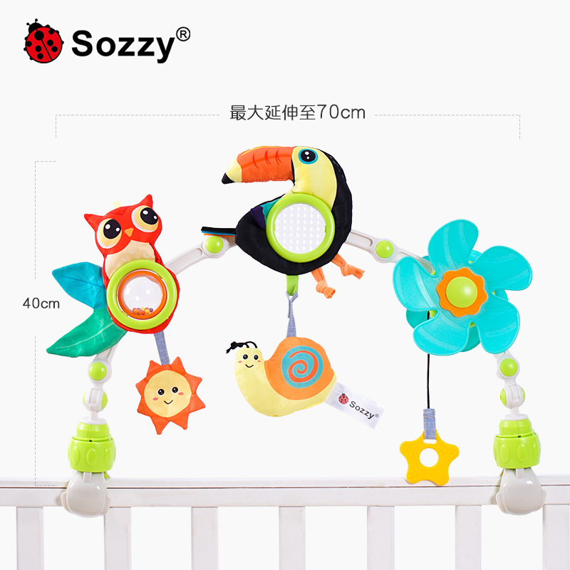 Sozzy nuevo bebé torno clip Boca Grande pájaro coche colgando cama colgante clip cochecito de bebé cama colgante campana juguetes de educación temprana