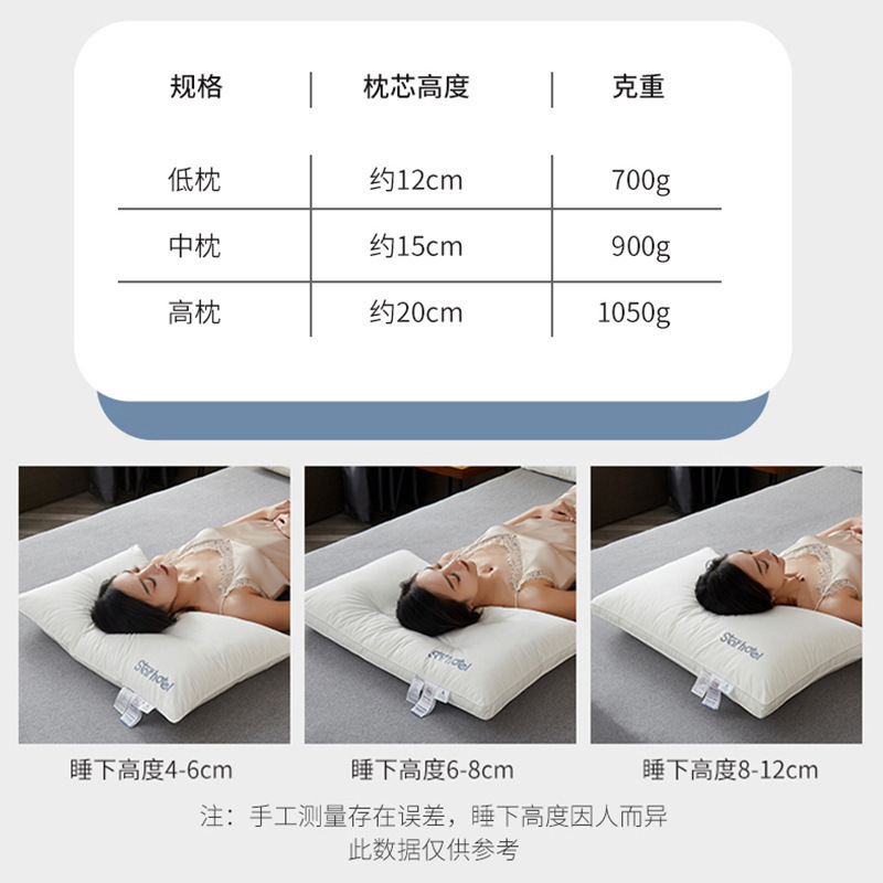 Classe A almohada de algodón núcleo de almohada para niños para proteger la columna cervical para dormir alojamiento residencial hotel almohada especial de algodón puro
