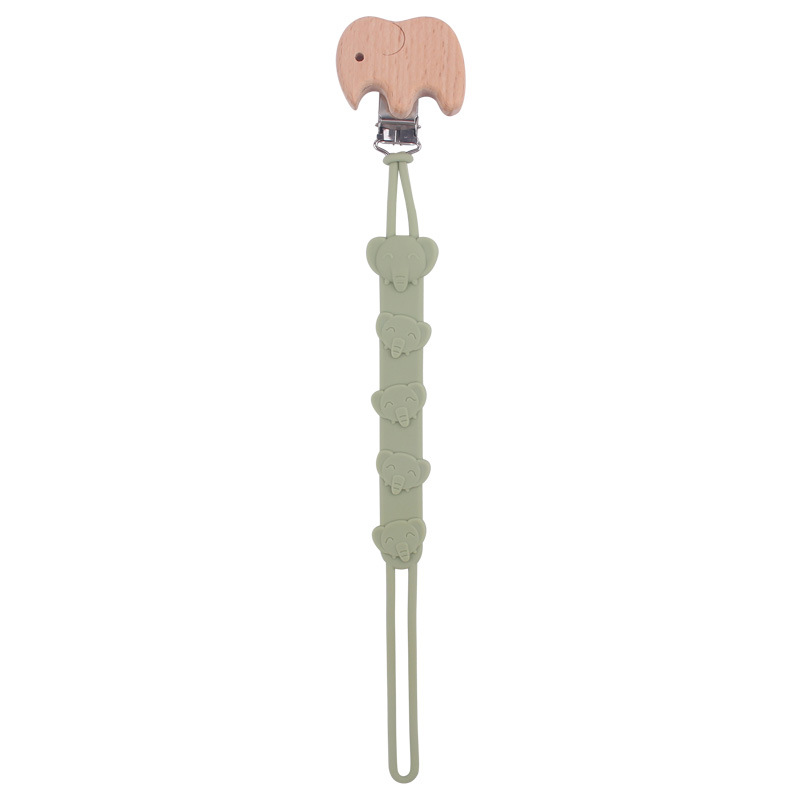 Nuevo bebé de dibujos animados elefante Cadena de chupete integrada calmante bebé grado alimenticio silicona mordedura mordedor cadena anti-gota