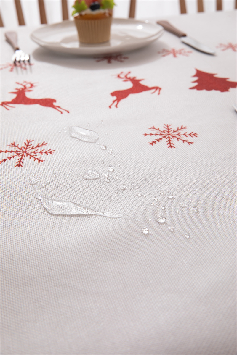 Tovaglia natalizia con bandiera da tavolo stampata in poliestere impermeabile, decorazione natalizia, con fiocco di neve e fiore di alce_voghion.com