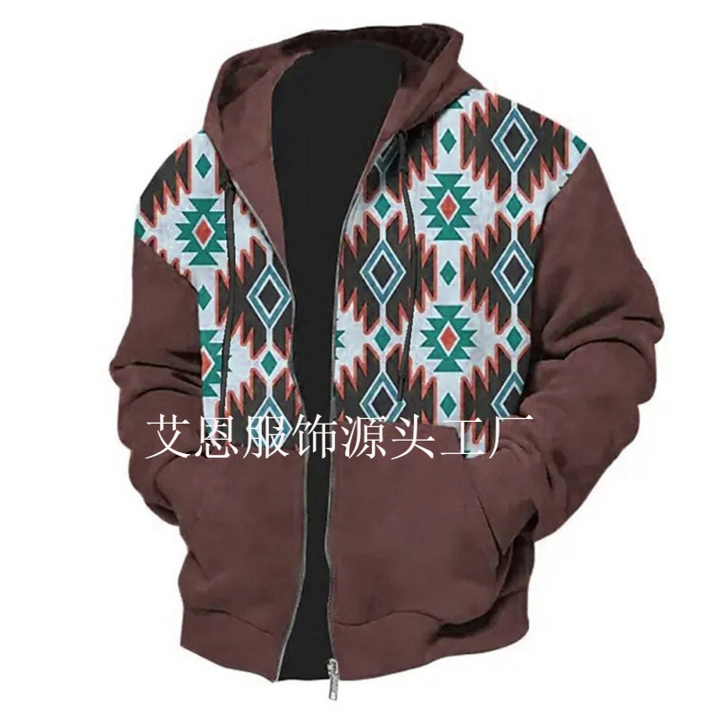 Autumn retro long-sleeve with zipper with hood
