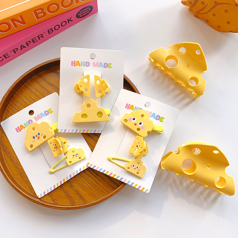 創意趣味芝士奶酪抓夾系列盤發後腦勺鯊魚夾少女碎發側邊夾鴨嘴夾