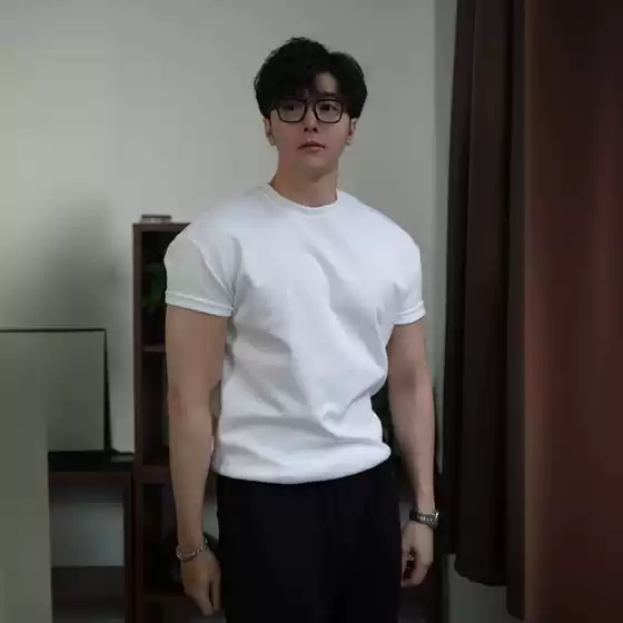 Heavyweight Crewneck Fashion Retro Slim Loose Solid Color Casual Breathable Men's Daily Clean Fit Short Sleeve Versatile T-Shirt