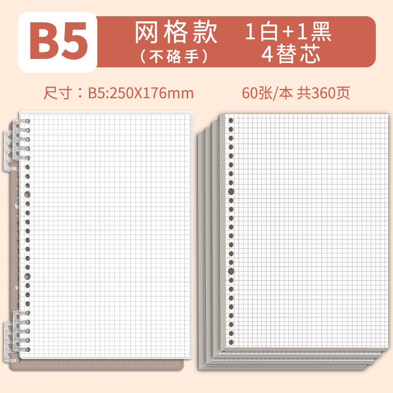 B5•Black&White•Grid•2 copies_4 replacement cores (grid)