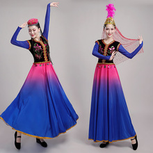 新疆舞蹈服装女民族风现代新款维吾尔族演出服饰开场舞大摆裙大气