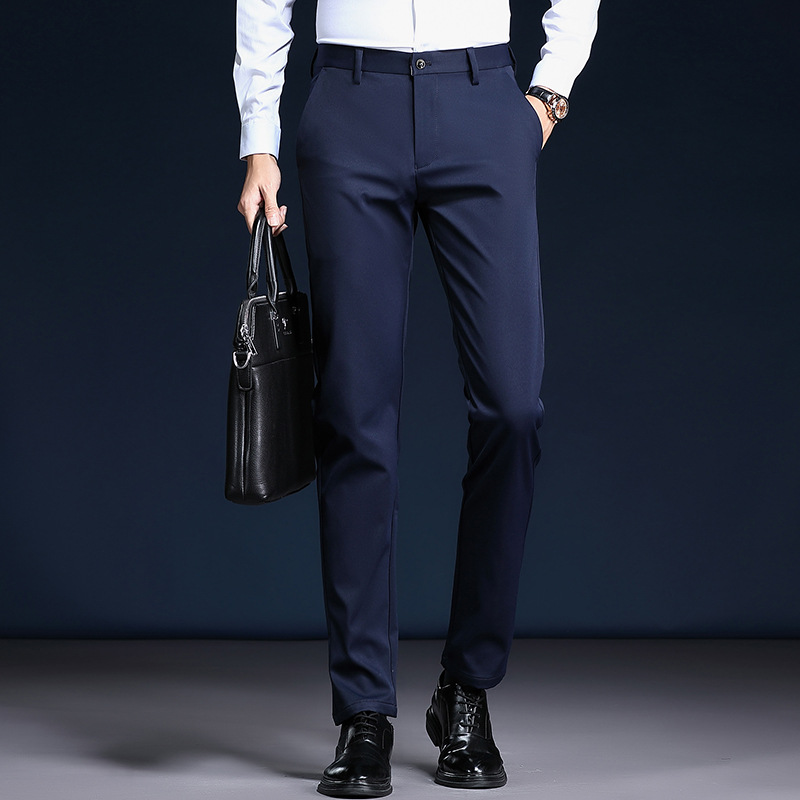 Pantalones para hombres, ropa formal recta sin planchar de negocios de primavera, pantalones casuales delgados de mediana edad, pantalones de trabajo de viaje profesional image 4