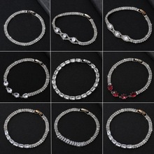 跨境时尚简约气质女手链超闪满锆精致高级感宴会手镯配饰工厂批发