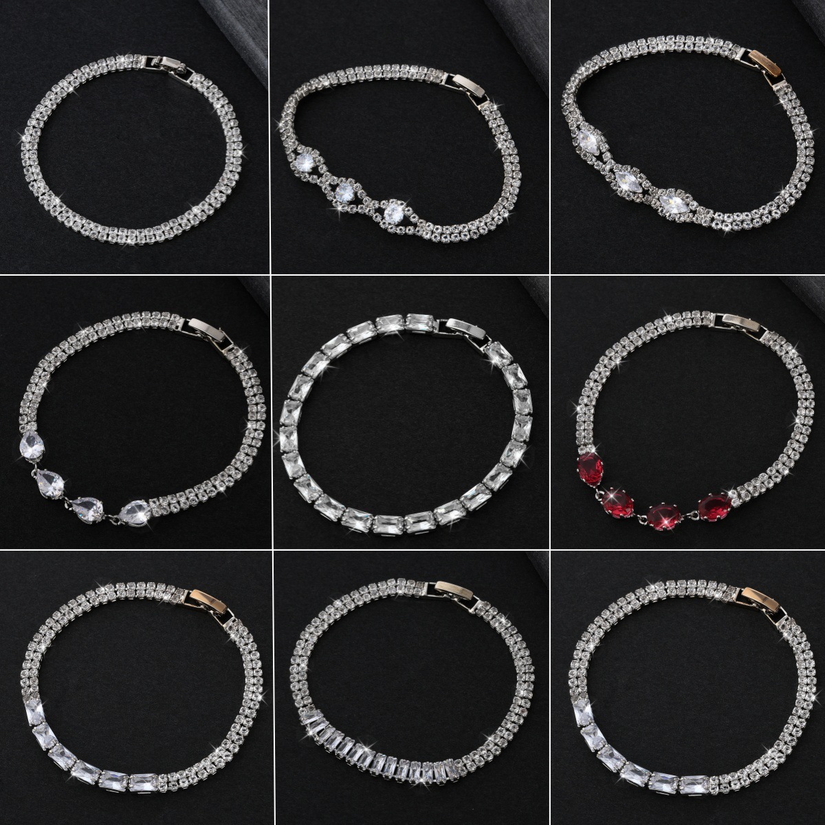 跨境时尚简约气质女手链超闪满锆精致高级感宴会手镯配饰工厂批发