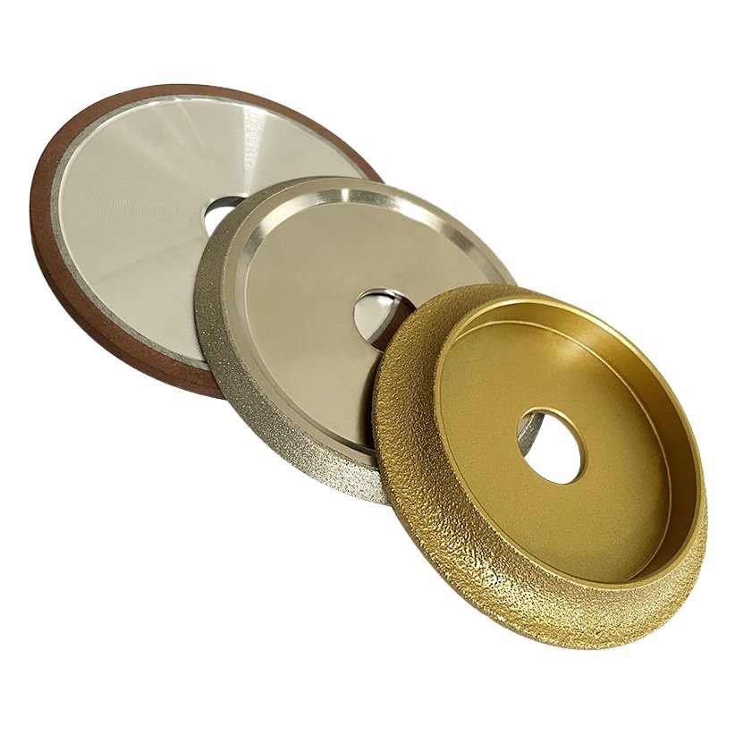Rueda de rectificado de baldosas de cerámica de stock Rueda de rectificado de diamante biselado de 45 grados Rueda de borde redondo de piedra Rueda de biselado de diamante.
