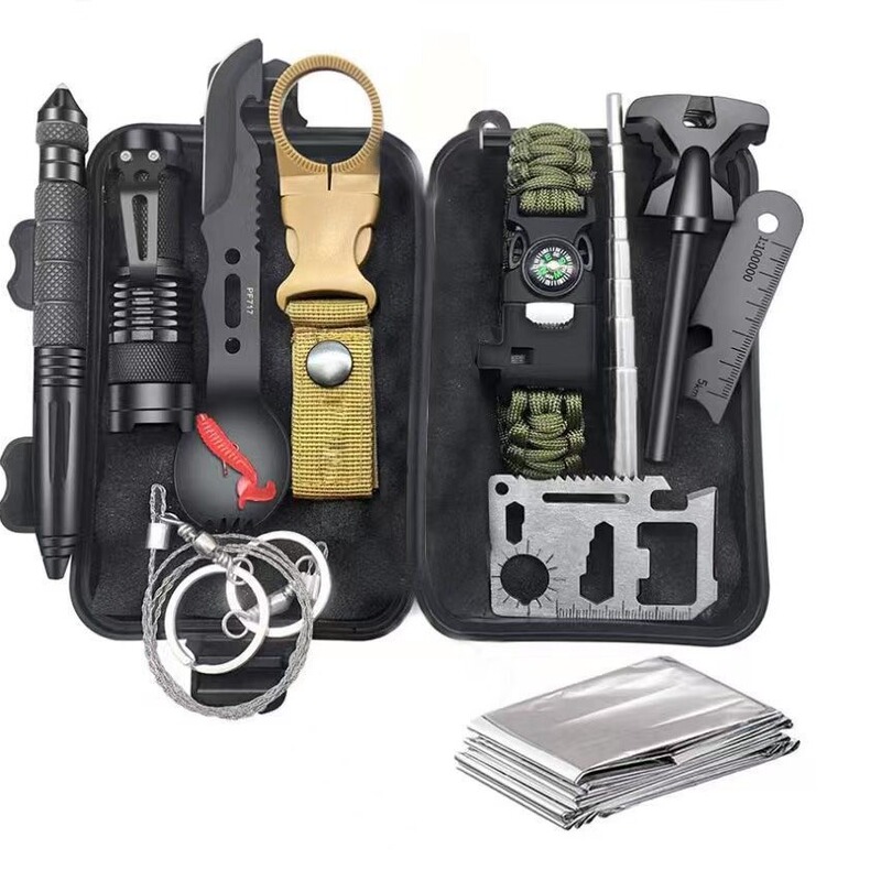 Wilderness Survival Equipment 13 Pieces of Outdoor Supplies Multi-Functional Tool Set Adventure Self-Defense First Aid Camping Style Equipment