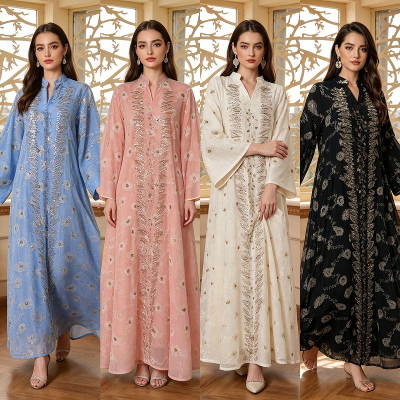 New in stock: Breathable mesh robe, popular cross-border holiday party evening dress, elegant embroidered heavy-duty robe New in stock: Breathable mesh robe, popular cross-border holiday party evening dress, elegant embroidered heavy-duty robe