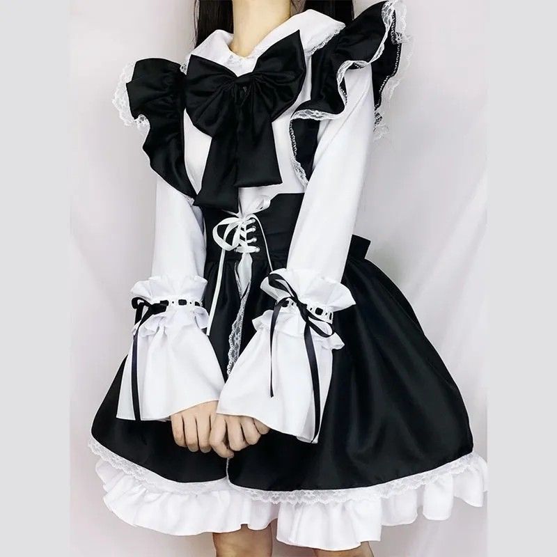 風を吹く猫の日常 かわいいメイド服 和風婦人服 メイド服 フルセット メイド服 日常使い|undefined