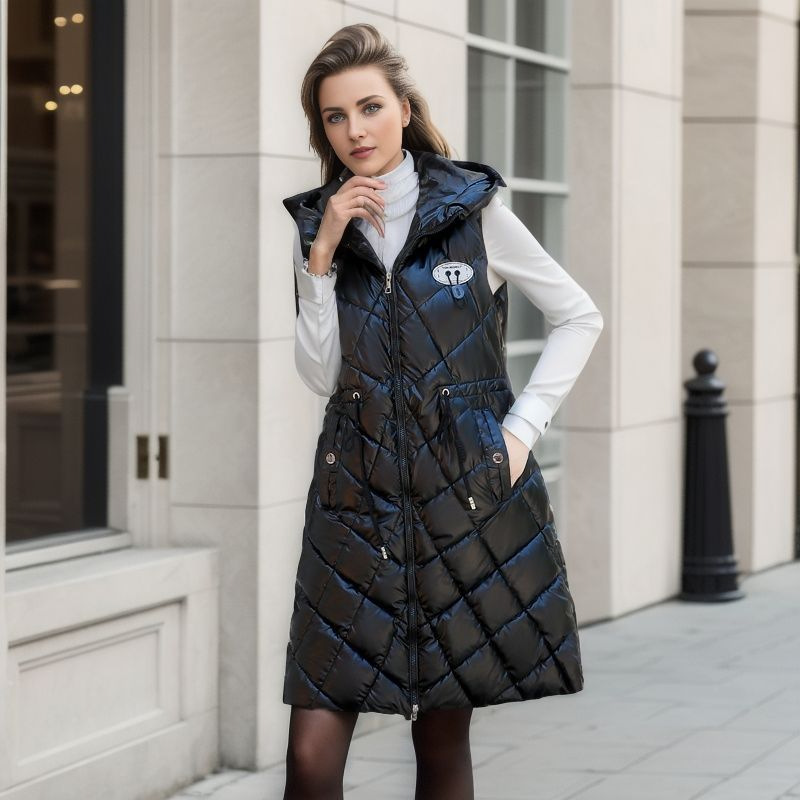 Women's Clothing shiny cotton vest mid length women's winter wear_voghion.com