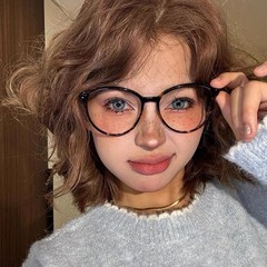 超軽量レトロべっ甲猫目近視メガネ、メイクなしの女性向け、丸顔、四角顔に合わせて度数調整可能、大きなフレームで顔が小さく見える