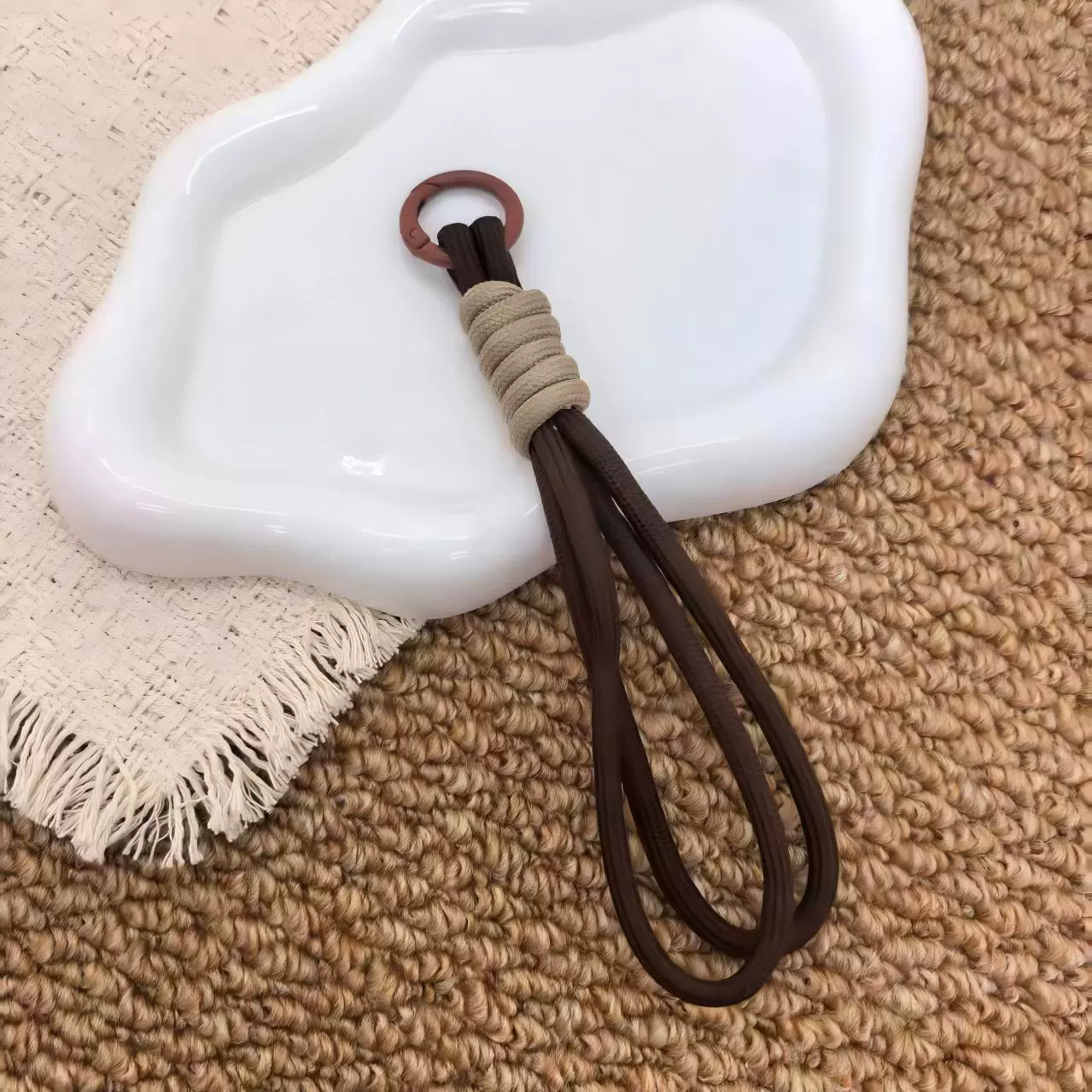 Mobile phone, short strap handmade, woven keychain, Reins leash