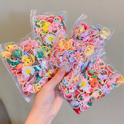 Children's elastic hair tie cute hair accessories hair ribbon for girls, baby headband with flowers, cartoon hair rubber band hair decoration