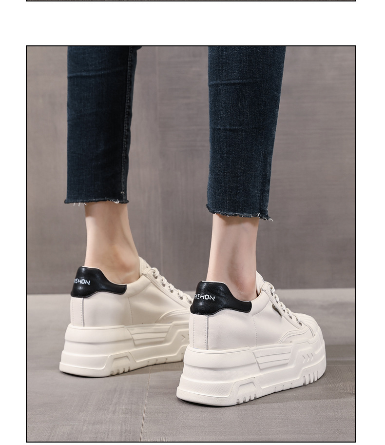 Giày sneaker nữ đế dày tăng chiều cao bên trong, phối bánh xốp thoáng khí — Màu be chi tiết 16