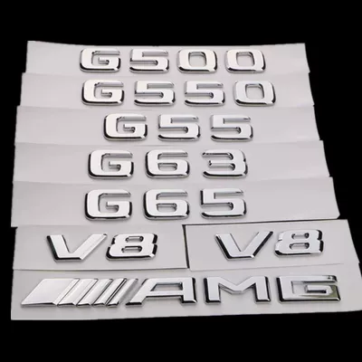 Suitable for Mercedes-Benz G500, G550, G55, G63, G65 AMG models: includes emblem, lettering, tail emblem, V8 side emblem, and fender emblem