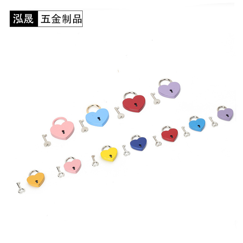 Hot-Selling Cross-Border Heart-Shaped Padlock in Macaron Colors, Fashionable and Versatile, Love Lock, Craft Metal Accessories for Tourist Attractions Hot-Selling Cross-Border Heart-Shaped Padlock in Macaron Colors, Fashionable and Versatile, Love Lock, Craft Metal Accessories for Tourist Attractions