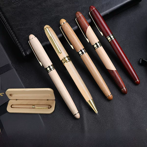 Creative Bamboo Pen Signature Pen Wooden Pen Retro Business Office Gift Wooden Ballpoint Pen Pen Gift Box Customization