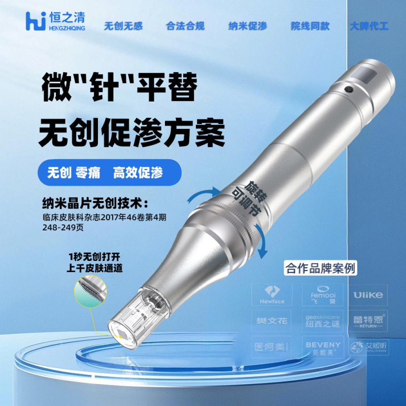 家庭用調整可能な非侵襲水光美容器浅い導電性ナノ中胚葉理学療法電気マイクロニードル微結晶導入装置|undefined