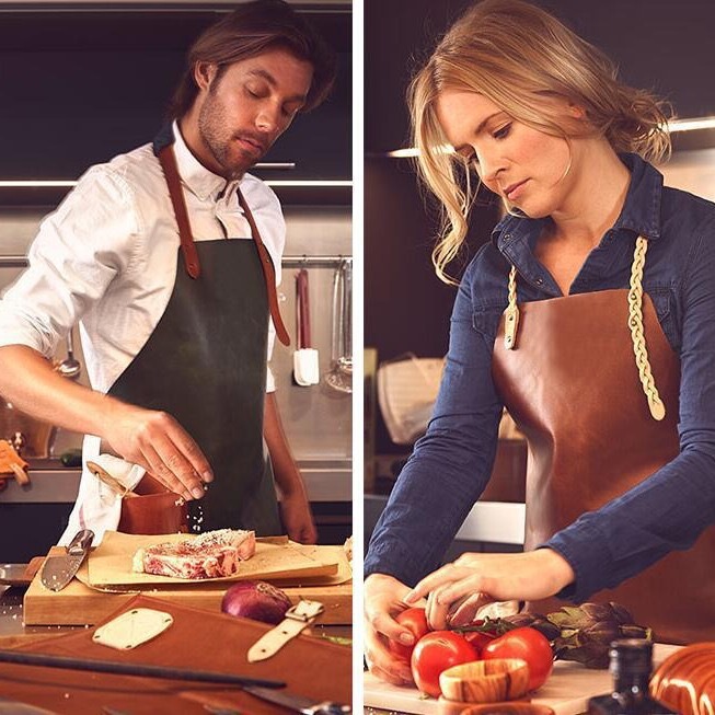 Customized Genuine Leather Fake Leather Apron Designer Apron Restaurant Cafe Work Apron Customized for Men and Women
