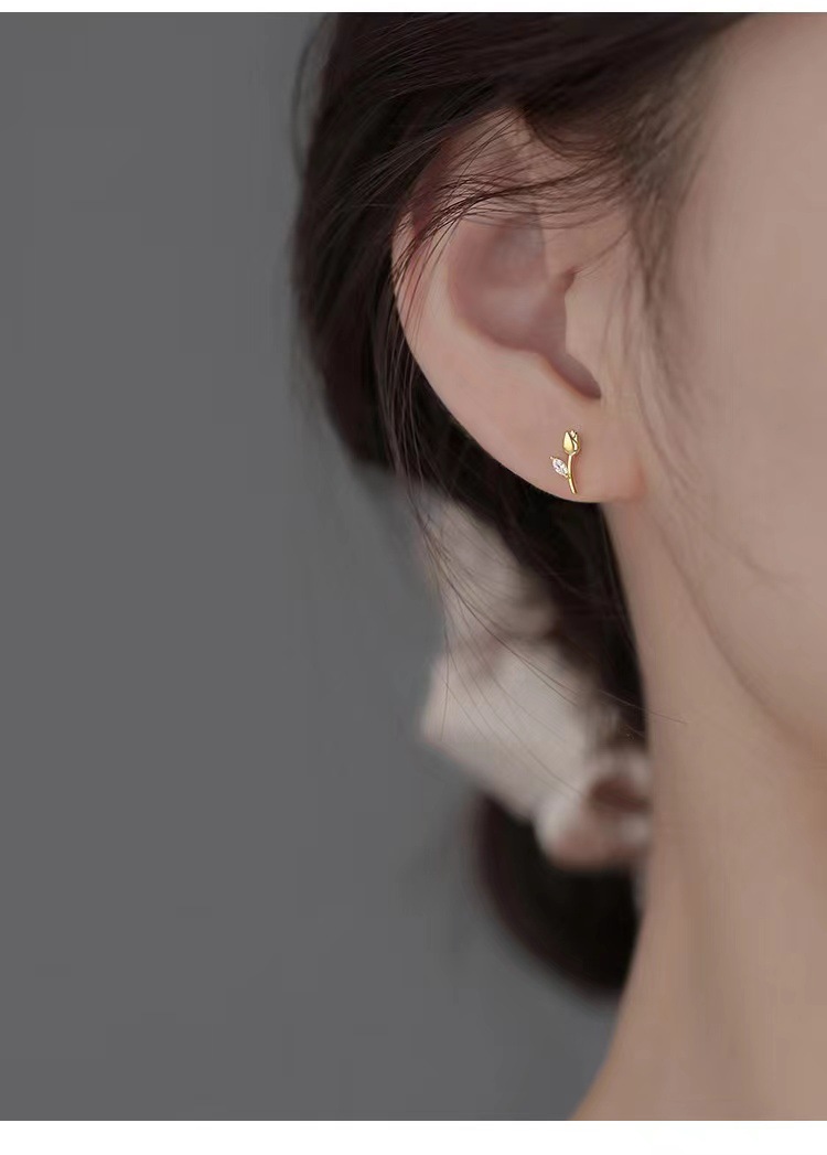 Daily Occasion 925 Sterling Silver Material 1 Pair 925 Sterling Silver Flower Zircon Ear Studs