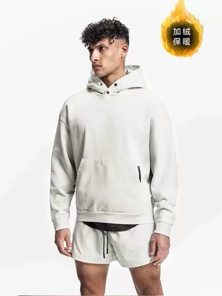 Muscle American Trend Shoulder Solid Color Turtleneck Hoodie Men's and Women's Loose Sports Casual Sweater Cross-border plus size