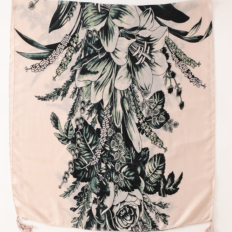 Corea del Sur Venta caliente todo partido hecho a mano borla bufanda grande algodón y lino sensación bufanda planta flor viaje protector solar Toalla de playa