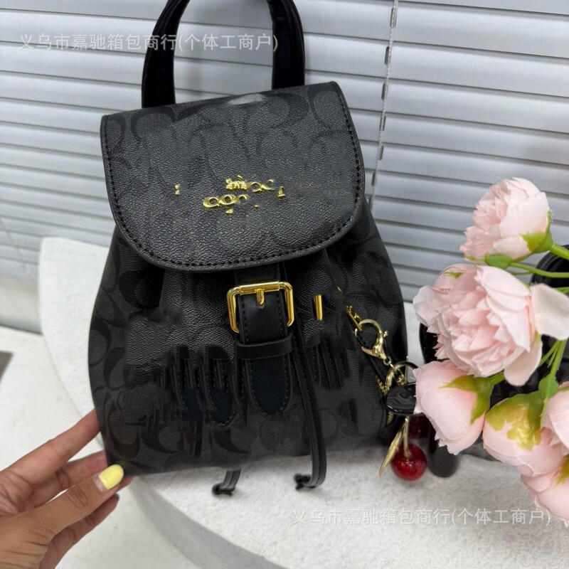 新しいローワンボストンクラシックバックパックミニチェリープリントバッグシングルショルダークロスボディバッグ。ハンドバッグ..|undefined