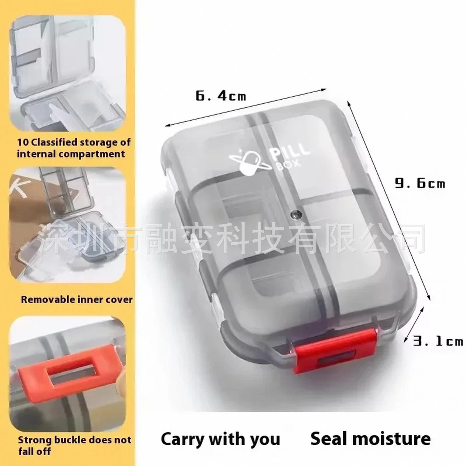 Organizadora de Pastillas Portátil de Plástico con 10 Cajas para Viaje image 6