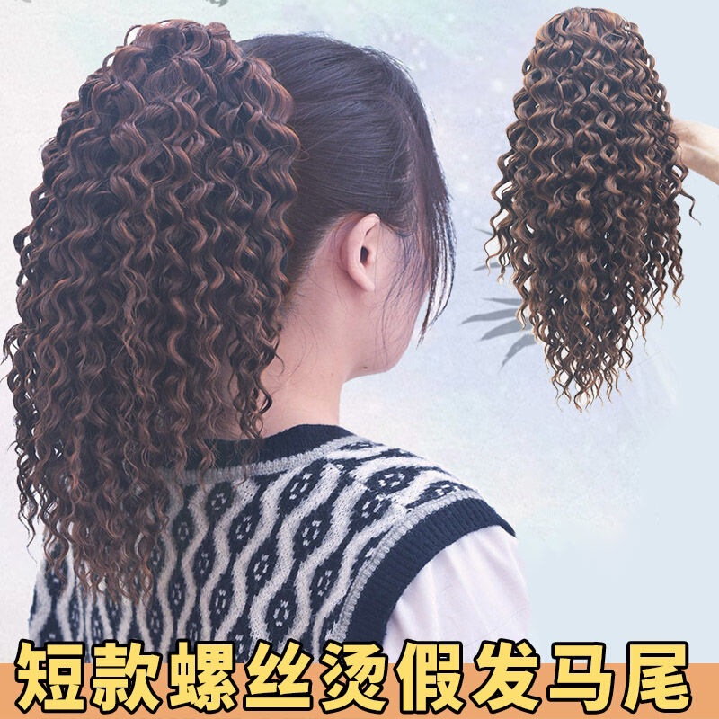 Hand-Wrapped Screw Roll Wig Ponytail Corn Perm Strap Grabber Popcorn Perm Artificial Foam Noodles Fluffy Wig Braid