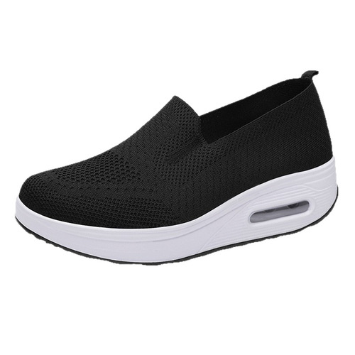 2025 women's wide-width shoes with thick cushioned insoles, casual mesh slip-on height-increasing walking shoes