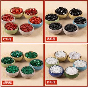 Wholesale of black, green, white and red agate loose beads. Round beads are selected as single beads. DIY bracelets, necklaces, sweater chains, jewelry accessories.