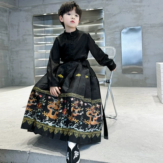 童装男童2024新款修身马面裙两件套中国风女孩唐装连衣裙汉服批发