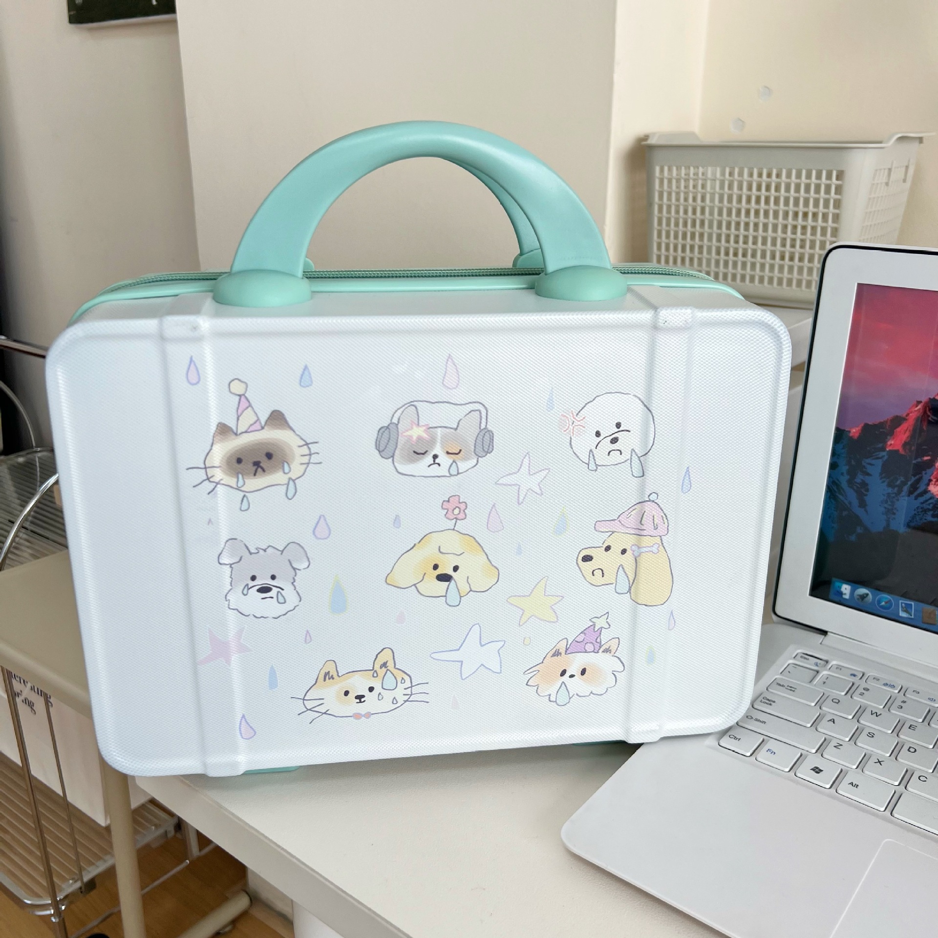 Nueva caja de cosméticos de equipaje portátil de 14 pulgadas caja de regalo de boda pequeña caja de almacenamiento mini logotipo imprimible