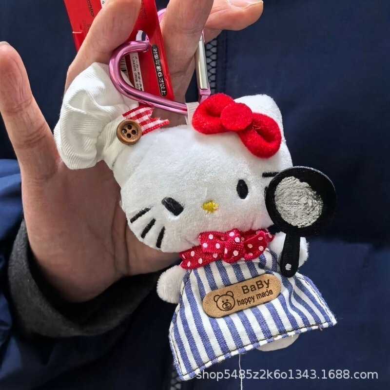 黑色草帽kitty帽宝宝挂件爱心扣公仔玩偶可爱赫本风挂饰钥匙扣|undefined