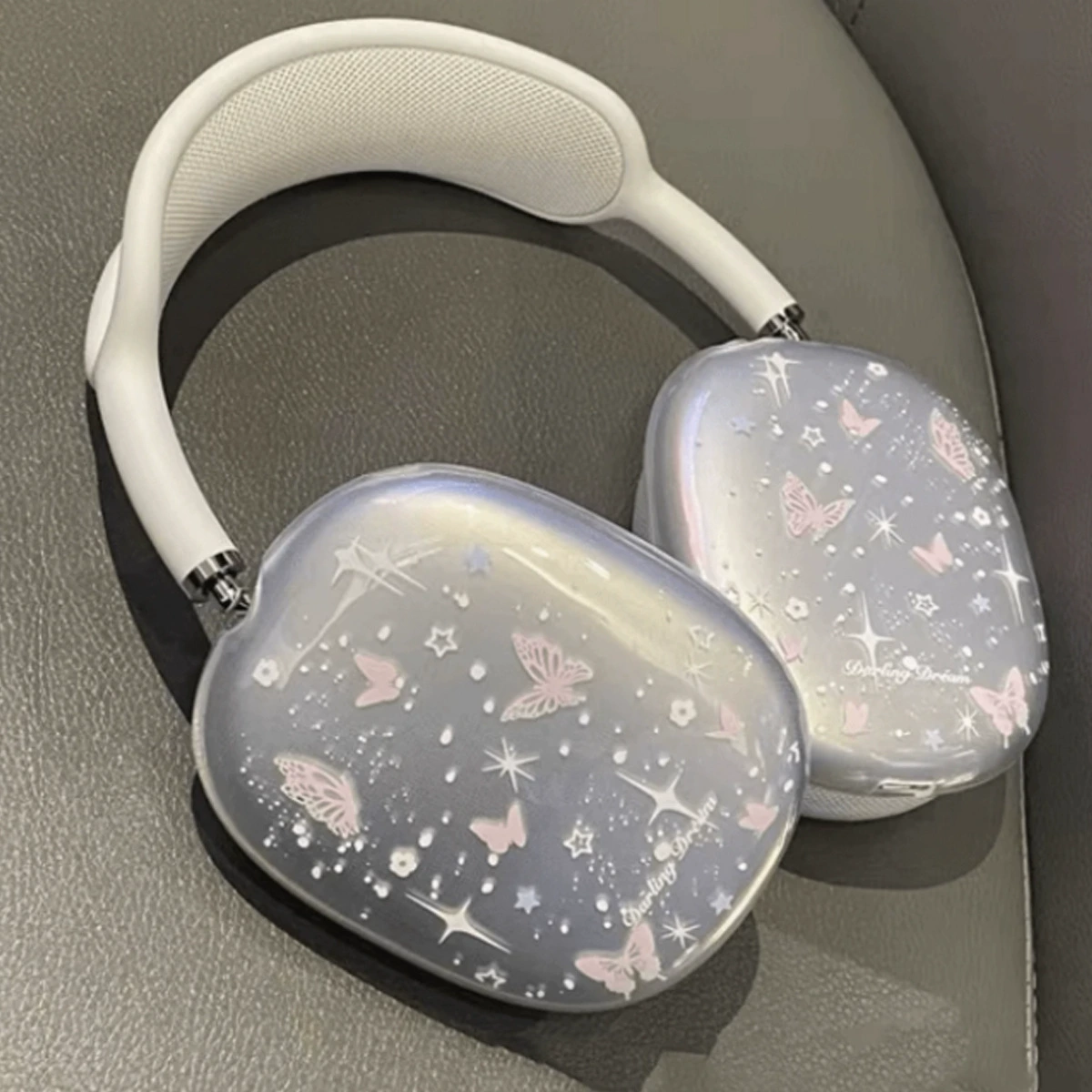 South Korea Airpods Max Protective Case Star Pink Butterfly Apple Max Headset Case Transparent Soft