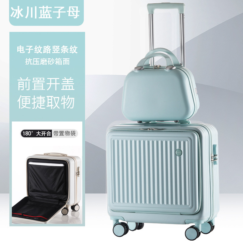 Maleta pequeña de apertura delantera, maleta con ruedas para niños, maleta de regalo, maleta silenciosa de 20 pulgadas, maleta con contraseña