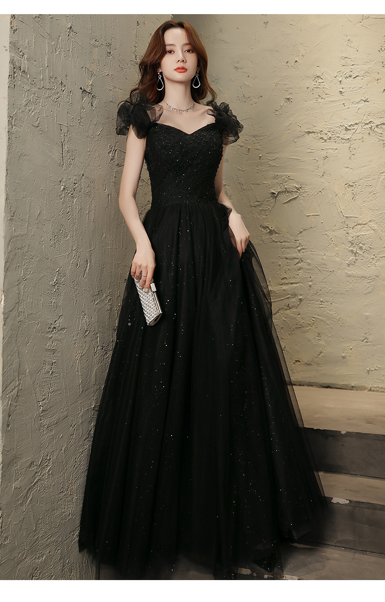 Đầm maxi nữ thắt eo, kiểu halter không tay, phong cách dạ hội Pháp — Màu đen, Màu đỏ rượu chi tiết 12