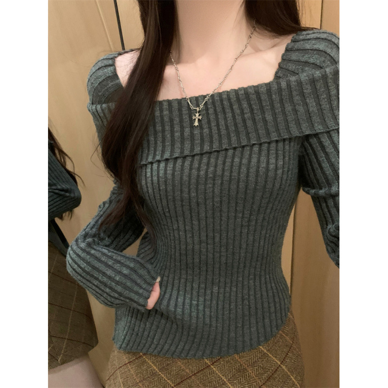 Christmas Red Irregular Sweater Autumn and Winter New Slim-fit Knitted Base Long-sleeved High-grade Sweater Top