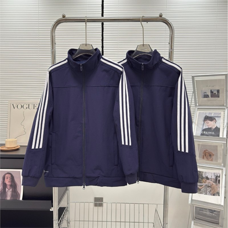 Three-Stripe Foreign Trade Spring and Autumn Couple's Striped Windbreaker Casual Jacket Sports Jacket Unisex Top 9952 Embroidery