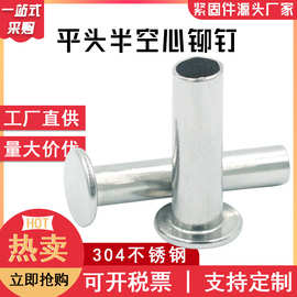 厂家现货304不锈钢铆钉 半空心铆钉 不锈钢平头钉 平头半空心铆钉