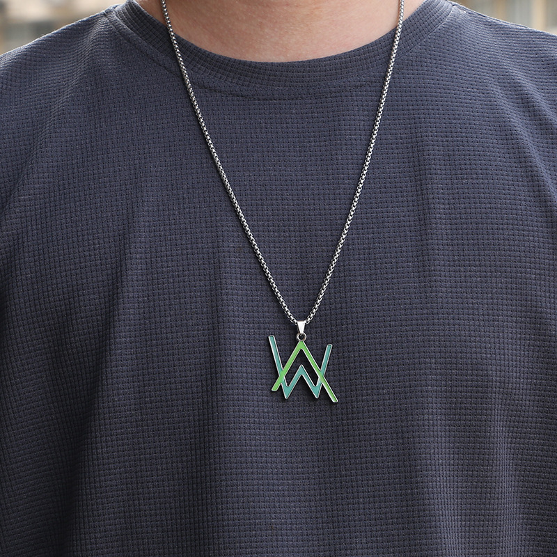 Electric Sound Night Male Hip Hop Alan Walker W Glow Pendant Trendy Brand Necklace Female_voghion.com