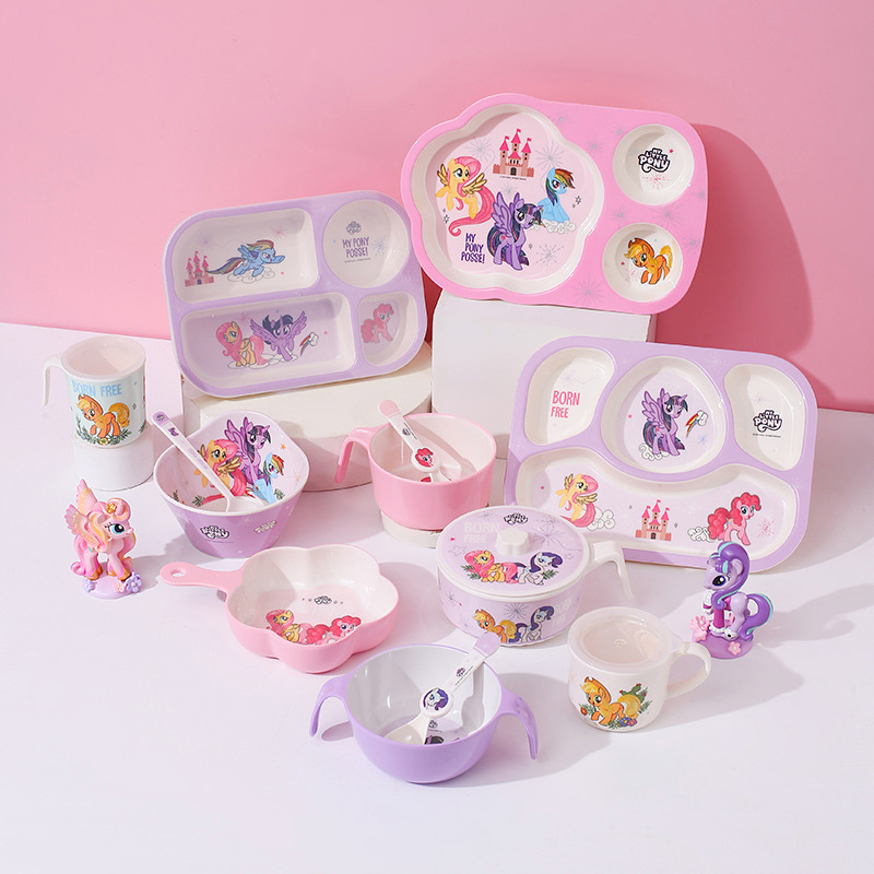 Pony Polly Children's Tableware Household melamine Split Plate Supplementary Bowl Cute Kindergarten Meal Plate Wholesale Pony Polly Children's Tableware Household melamine Split Plate Supplementary Bowl Cute Kindergarten Meal Plate Wholesale
