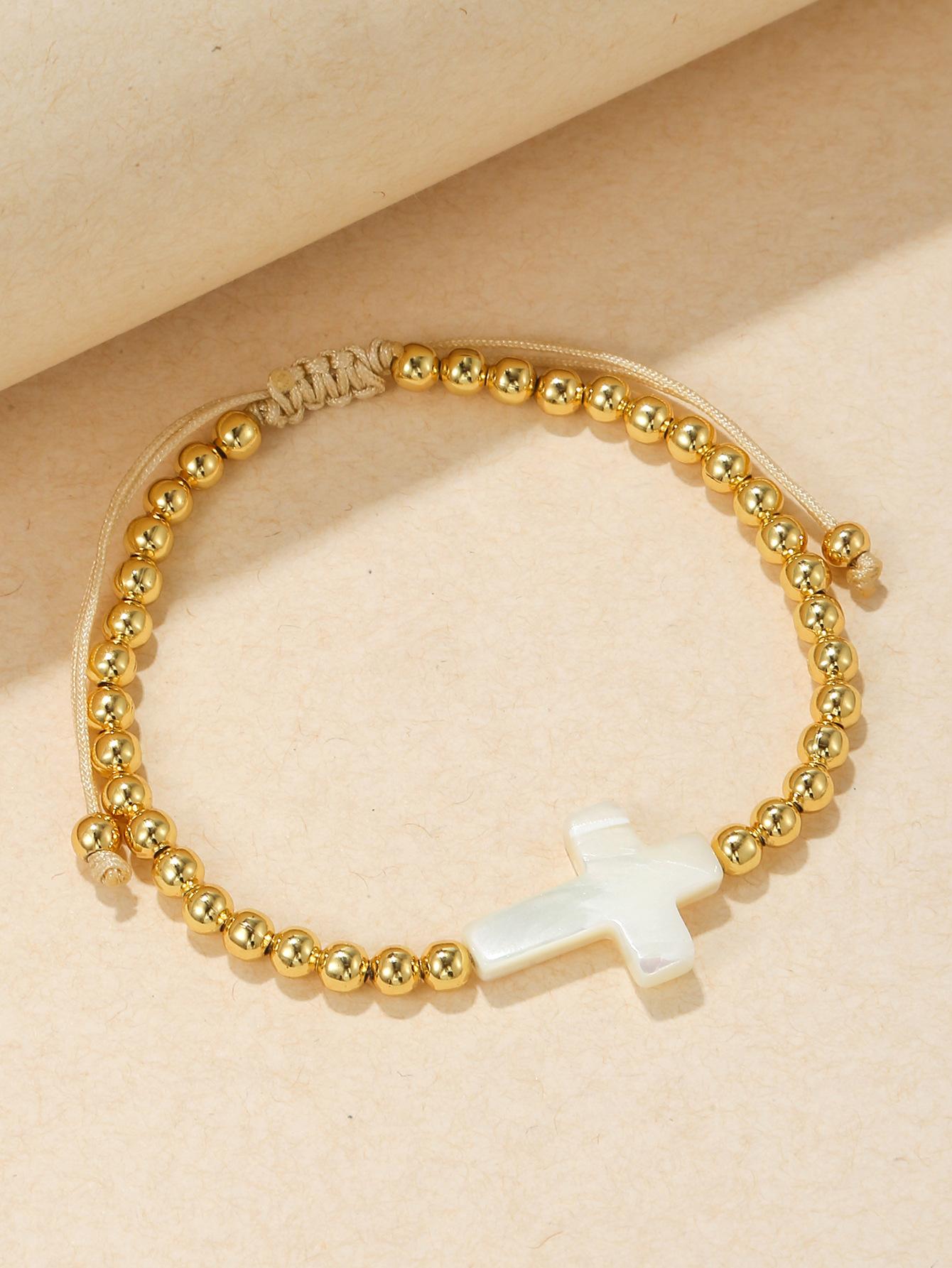 Unisex Gender Inlay Design Retro Cross Alloy Inlay Shell Unisex Bracelets