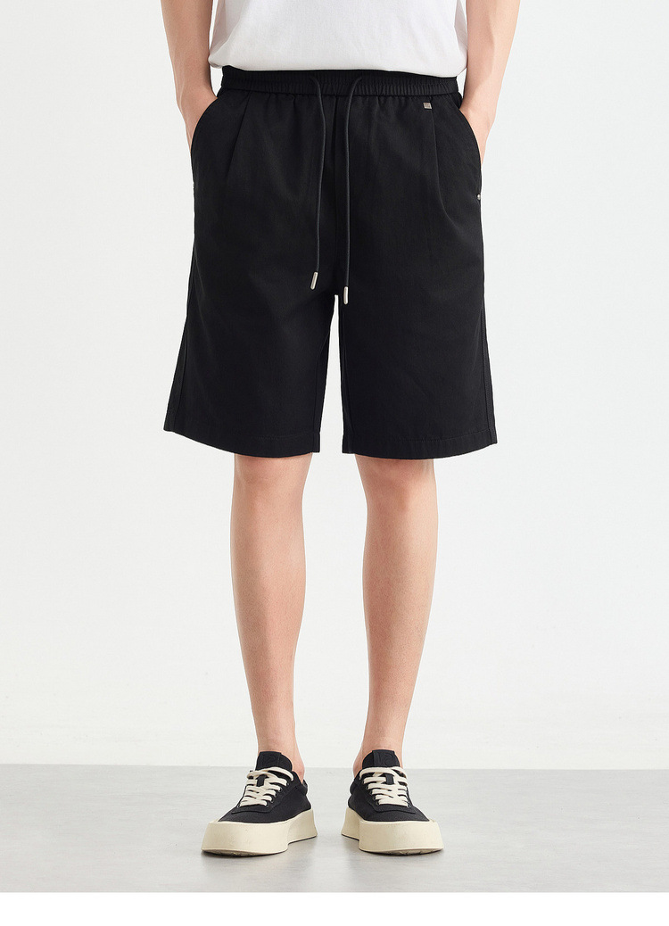 Quần short nam ống đứng dáng thẳng chất liệu cotton pha Lycra phong cách công sở — đen chi tiết 24