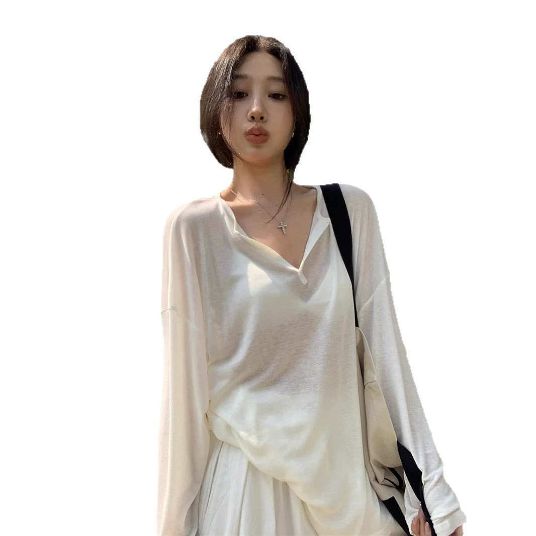 Thin autumn white shiffon long-sleeve, sun protection