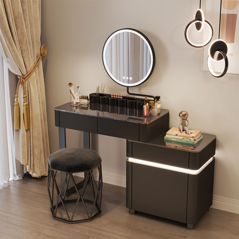 새로운 인기 모델 T-5 검정색 유리 표면 2단 서랍장