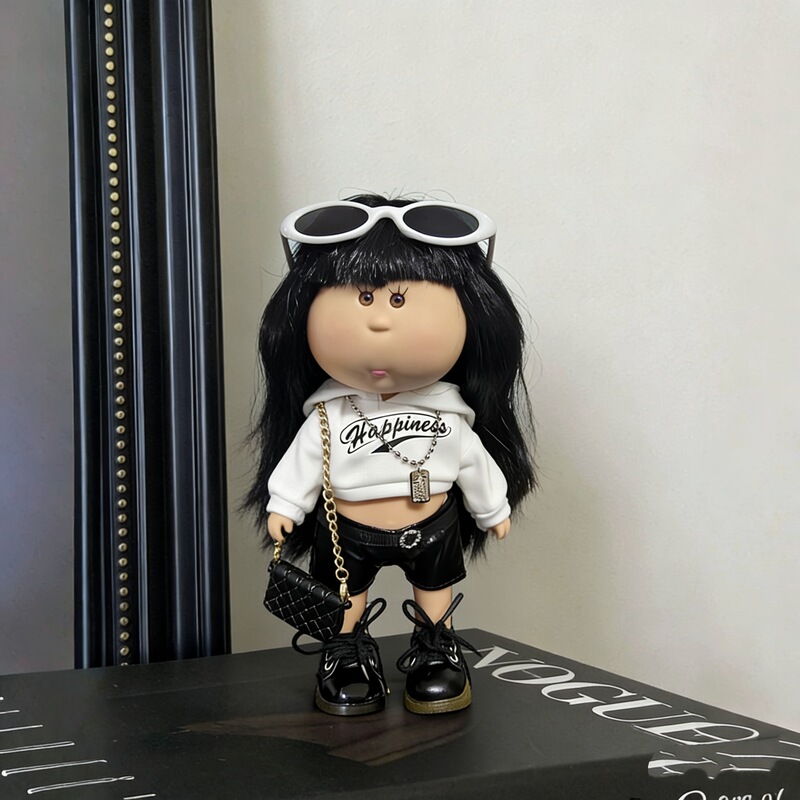 24cm Spanish Potato Doll Mia Trendy Leather Pants Outfit Dress-Up Clothes Doll Changing Clothes Set